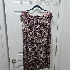 The Limited Cream and Burgundy Geometric Mini Dress